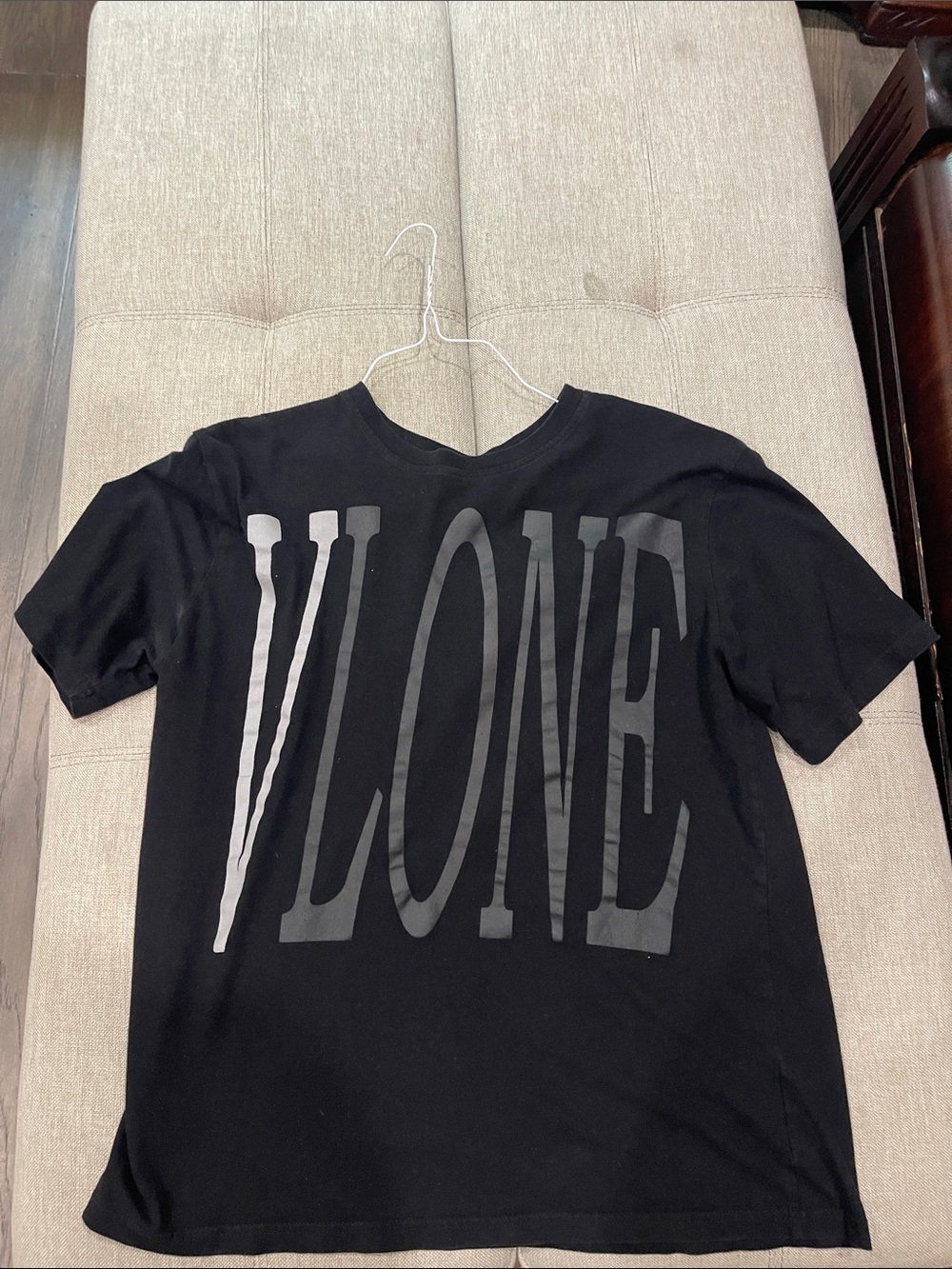 VLONE Black Kids Short Sleeve Tee with Large Gray Logo